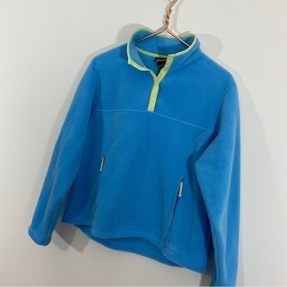 L.L. Bean Vintage Blue Pullover Fleece Snap Jacket Large‎ - Picture 3 of 9